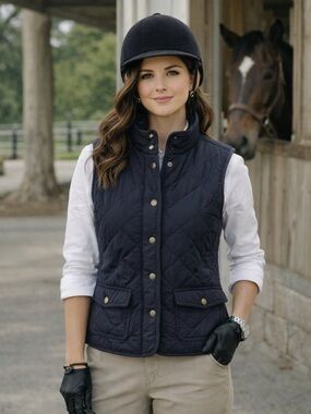 British Khaki Navy Quilted Sleeveless Vest